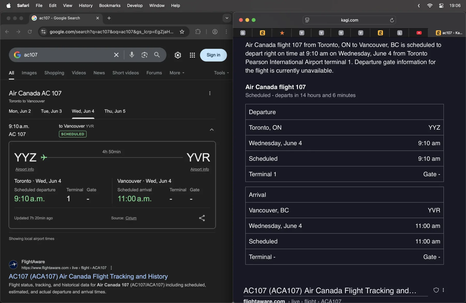 Comparing flight tracker widgets. Excuse the number of open tabs!